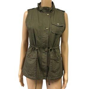 C’esttoi Vest Olive Green with Warm Faux Fur Lining Hiking Outdoors Womens Small